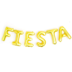 Fiesta balloons shown in gold