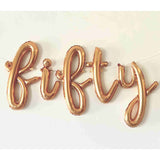 fifty gold letter balloon banner