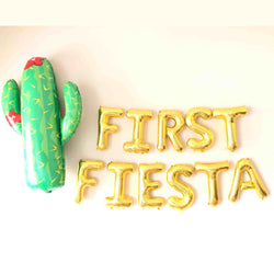 First Fiesta Party Balloon Banner with Cactus