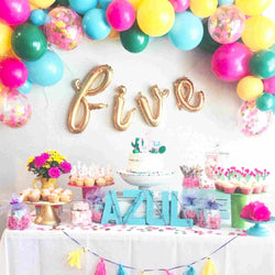 FIVE Letter Balloon Banners | Gold | Rose Gold | Silver