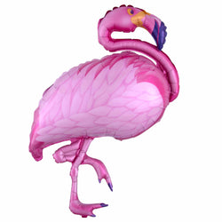 Pink flamingo balloon standing on one leg