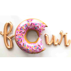 FOUR Donut Party Foil Balloon Letter Banner