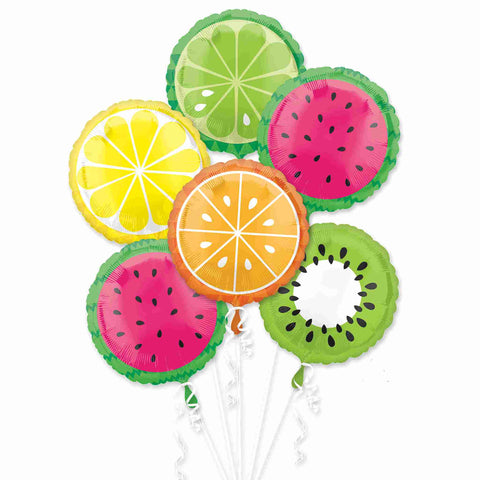 frui balloon bouquet in watermelon, orange, lemon, lime and kiwi