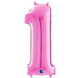 Fuchsia Pink Number 1 Balloon in 26 Inch (66 cm)