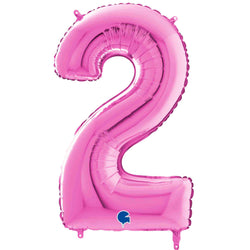 Fuchsia Pink Number 2 Balloons  26 INCH