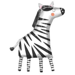 wild zebra balloons in black and white with cute eyelashes and blush cheeks