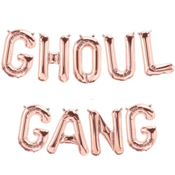 Ghoul gang letter balloon banner in rose gold