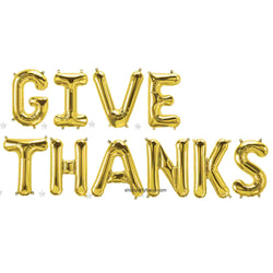 Give thanks balloon word banner in gold