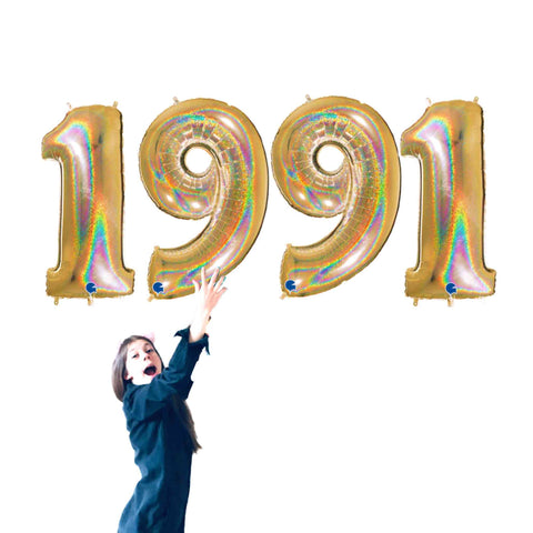 1991 Glitter Gold Number Balloons 40 INch Large size