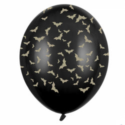 Gold Bat on Black Latex Balloons