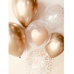 Gold, Heart and Confetti Balloon Bouquet | Package 6