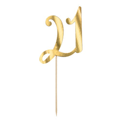 Cake Topper Gold Number 21 on wood pick