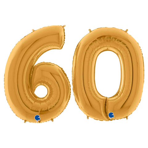 gold 40 inch number 60 balloons, made from foil mylar