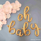 OH BABY Script Letter Balloons | Gold | Rose Gold | Silver