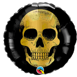 18 inch black Balloon with gold skull print