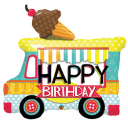 Happy Birthday Ice cream truck with an ice cream cone on top