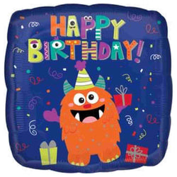 Monster balloon with happy birthday print