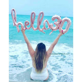 hello 30 rose gold balloon banner by partyHAUS