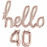 hello 40 balloon banner in rose gold