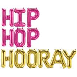 hip hop hooray balloons shown in pink and gold