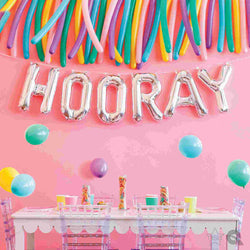 HOORAY Letter Balloon Banner l  Silver l Gold l Rose Gold l Pink l Blue