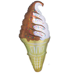 Ice Cream Cone Balloons - Chocolate + Vanilla Swirl with sprinkles - 41 IN