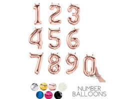 Rose Gold Number Balloons l Small 13.5IN (32cm)