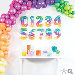 Rainbow Ombre Number Balloons 13.5 IN