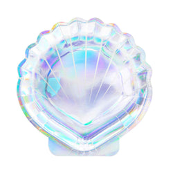 Shell shaped paper party plates In iridescent color