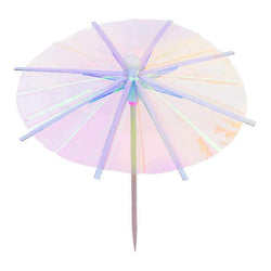 Iridescent umbrella cocktail picks