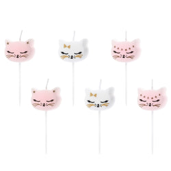 Pink White and Gold Kitty Cat Cake or Cupcake Candles for Birthdays and more!