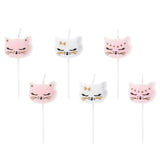 Pink White and Gold Kitty Cat Cake or Cupcake Candles for Birthdays and more!