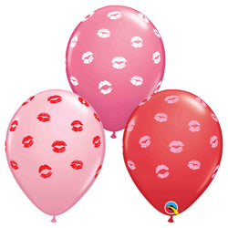 Kissey Lips Printed Latex Balloons in Pinks and Red