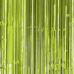 Lime Green Curtain Foil Metallic Fringe | 3' x 8'