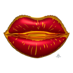 Gold and Red Lip Balloons Sangria Red 31 INCH