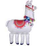 Llama airwalker balloon in white with festive colorful decorations