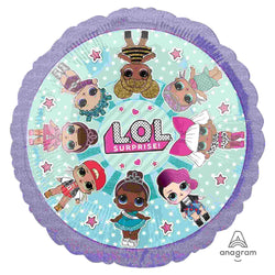 LOL dolls balloon in purple and pinks and bles in 18 inch round