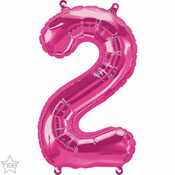 Number 2 balloons shown in magenta pink