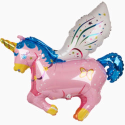 Magical Pink Unicorn Balloon with Butterflies and Stars