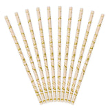 Marble Blush and Gold Paper Party Straws | Set 10