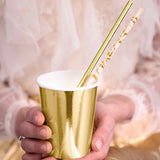 Marble Blush and Gold Paper Party Straws | Set 10