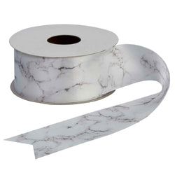 White and grey marble ribbon in 1.5 inches in a 2.5 meter roll