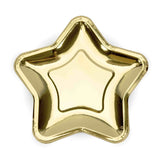 Large metallic gold star paper party plates