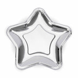 Small dessert paper plates in metallic silver star shaped design