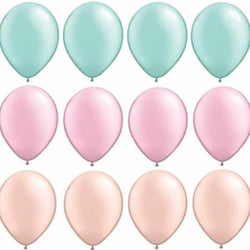 Pearl Pastel Mint Peach and Pink Latex Balloon Mix