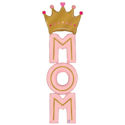 Happy Mother's Day Mom  balloon with crown in pink and gold. Stunning 72 Inch design!