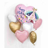 happy mothers day butterfly balloons with white gold and pink hearts