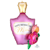 Happy Mother's Day Mom Perfume bottle balloon with flowers in pink and gold.  Stunning design!