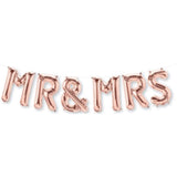 mr & mrs balloon letters in rose gold