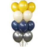 Balloon Bouquet Mix in 12 inch mustard, navy blue, white sand and chrome beiege